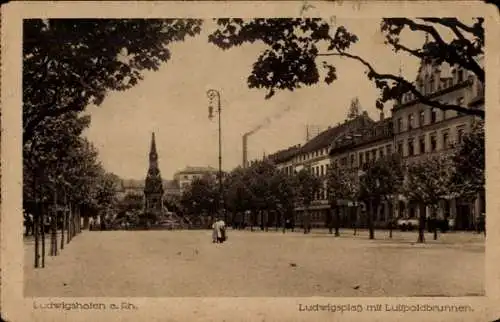 Ak Ludwigshafen am Rhein, Ludwigsplatz mit Luitpoldbrunnen