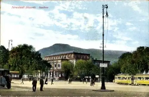 Ak Neustadt an der Haardt Neustadt an der Weinstraße, Saalbau, Straßenbahn