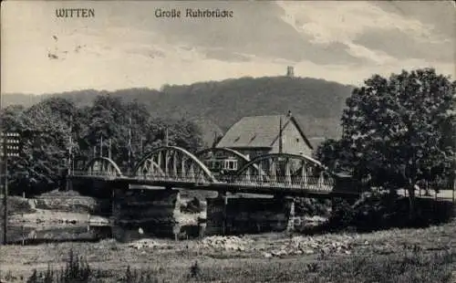 Ak Witten im Ennepe Ruhr Kreis, Die große Ruhrbrücke, Hausansicht