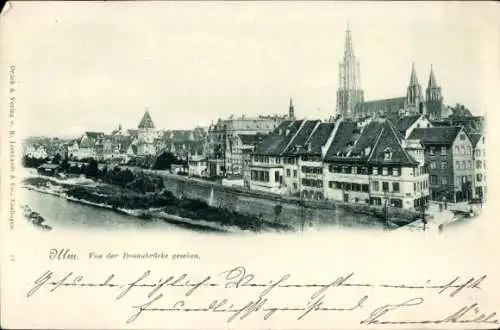 Ak Ulm an der Donau, Blick von Donaubrücke