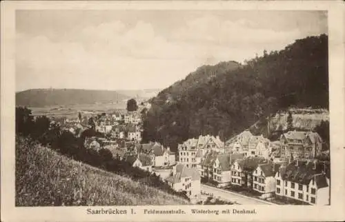 Ak Saarbrücken im Saarland, 1, Feldmannstraße, Winterberg, Denkmal