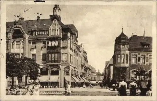 Ak Zwickau in Sachsen, Innere Plauensche Straße, Passanten, Geschäfte