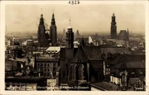 Ak Wrocław Breslau Schlesien, St. Maria Magdalena Kirche, St. Adalbert, St. Elisabeth