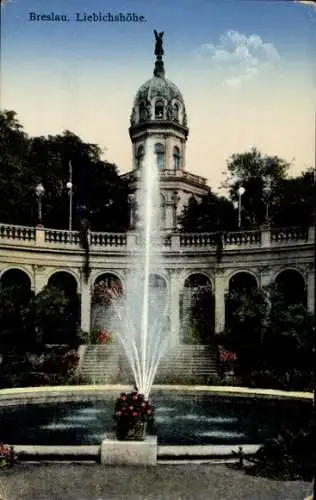 Ak Wrocław Breslau Schlesien, Springbrunnen auf der Liebichshöhe