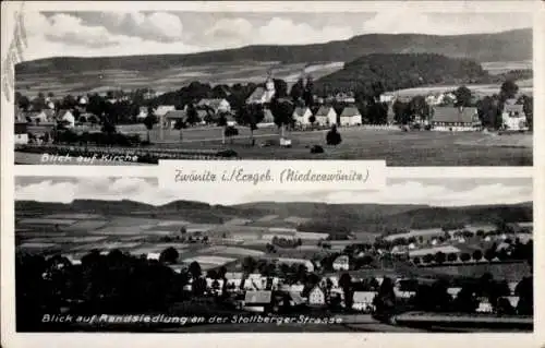 Ak Zwönitz im Erzgebirge Sachsen, Niederzwönitz, Kirche, Randsiedlung an der Stollberger Straße