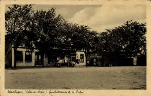 Ak Süderlügum in Nordfriesland, Geschäftshaus N. H. Rieber