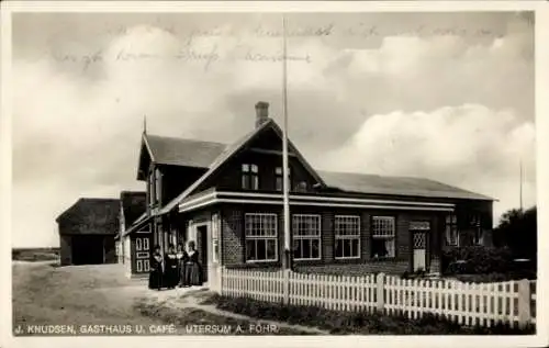 Ak Utersum Insel Föhr Nordfriesland, J. Knudsen, Gasthaus u. Café