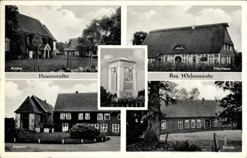 Ak Neuenwalde Geestland Niedersachsen, Pfarrhaus, Kirche, Schule, Kloster