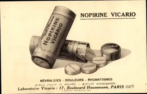 Ak Reklame, Noiprine Vicario, Neuralgie, Schmerzen, Rheuma, Vicario Laboratory, Paris