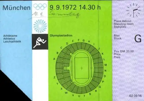 Reklamekarte München, Olympiastadion, Leichtathletik, Jahr 1972, Mercedes Benz