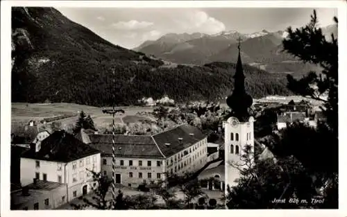 Ak Imst in Tirol, Gesamtansicht, Kirchturm, Gasthof zur Sonne