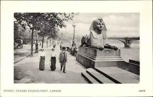 Ak London City England, Sphinx, Thames Embankment