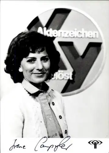 Ak Schauspielerin Irene Campregher, Portrait, Autogramm, Aktenzeichen XY