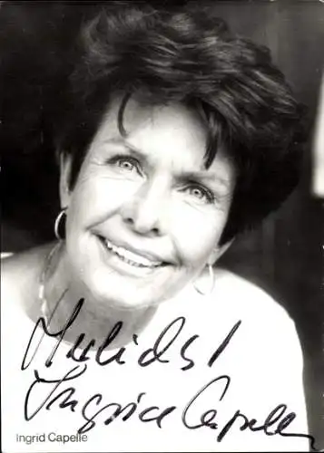 Ak Schauspielerin Ingrid Capelle, Portrait, Autogramm