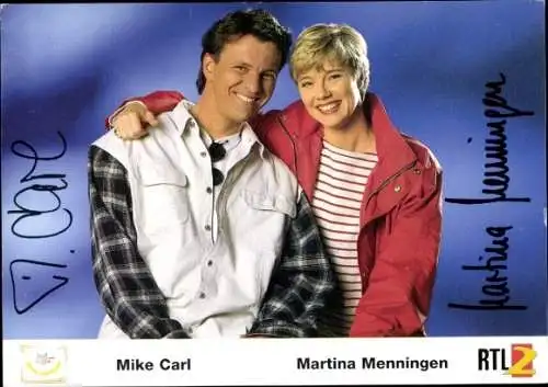 Ak Schauspielerin Martina Menningen und Mike Carl, Portrait, Autogramm