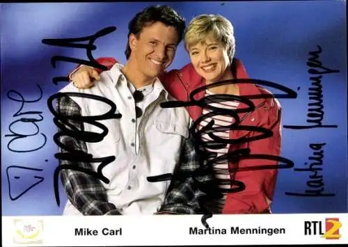 Ak Schauspielerin Martina Menningen und Mike Carl, Portrait, Autogramm