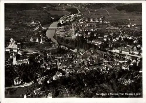 Ak Gernsbach im Murgtal Schwarzwald, Fliegeraufnahme