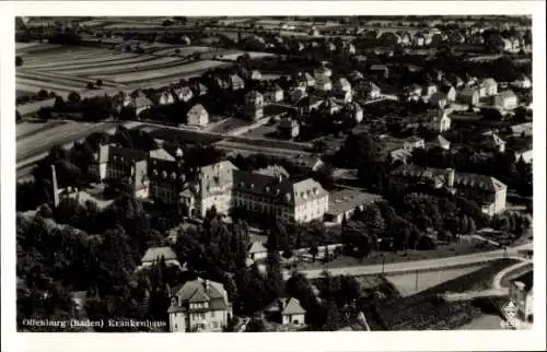 Ak Offenburg in Baden Schwarzwald, Krankenhaus, Fliegeraufnahme