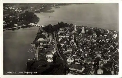 Ak Lindau am Bodensee Schwaben, Fliegeraufnahme