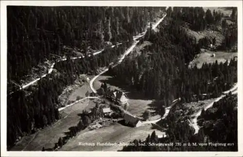 Ak Hundsbach Biberach Forbach im Schwarzwald Baden, Kurhaus, Fliegeraufnahme