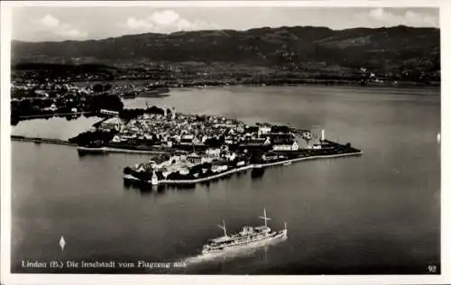 Ak Lindau am Bodensee Schwaben, Fliegeraufnahme