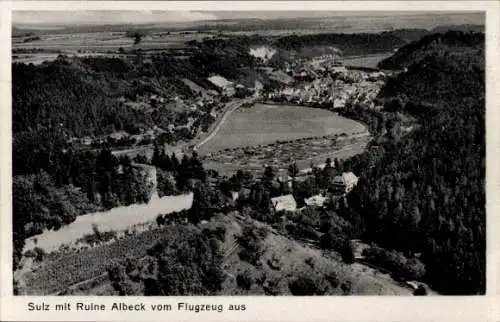 Ak Sulz am Neckar Baden Württemberg, Fliegeraufnahme, Ruine Ahlbeck