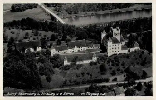 Ak Reisensburg Günzburg an der Donau Schwaben, Fliegeraufnahme, Schloss