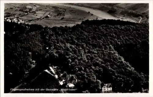 Ak Alf an der Mosel, Gaststätte Waldfrieden, Fliegeraufnahme