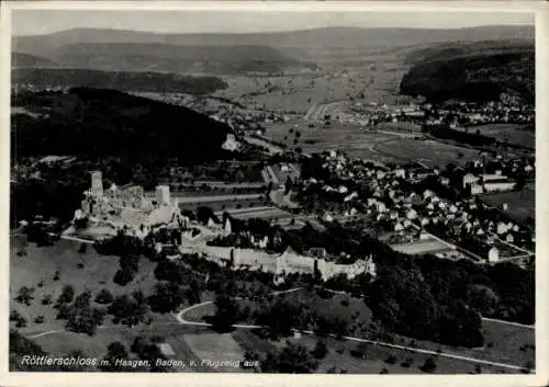 Ak Rötteln Haagen Lörrach in Baden, Burgruine Rötteln, Röttler Schloss, Fliegeraufnahme