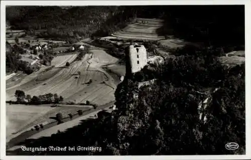 Ak Streitberg Wiesenttal Fränkische Schweiz, Fliegeraufnahme, Burgruine Reideck