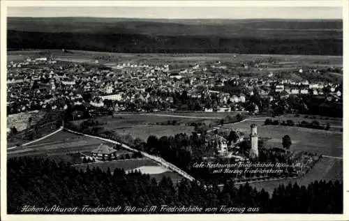 Ak Freudenstadt im Schwarzwald, Fliegeraufnahme, Friedrichshöhe, Herzog Friedrichsturm