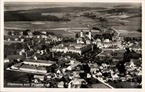 Ak Ottobeuren in Oberschwaben Allgäu, Fliegeraufnahme