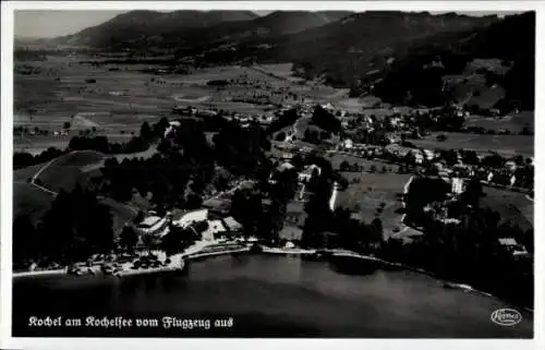 Ak Kochel am See Oberbayern, Fliegeraufnahme