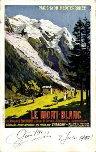 Ak Chamonix Mont Blanc Haute Savoie, Chemin de Fer electrique, Paris Lyon Mediterranee