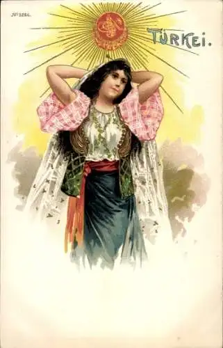 Litho Türkei, Frau in Volkstracht