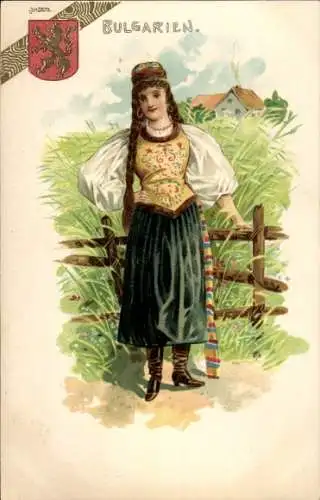 Wappen Litho Frau in Bulgarischer Tracht