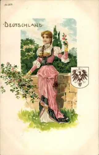 Wappen Litho Deutschland, Frau in Volkstracht