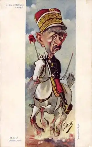 Künstler Ak Sirat, Le General Louis Andre, Karikatur, Dreyfus Affäre