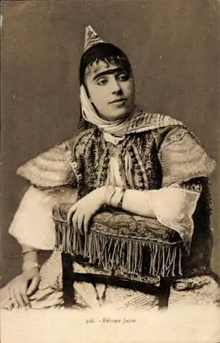 Judaika Ak Jüdin in Volkstracht, Porträt