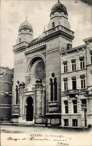 Judaika Ak Antwerpen Flandern, La Synagogue, Ansicht der Synagoge