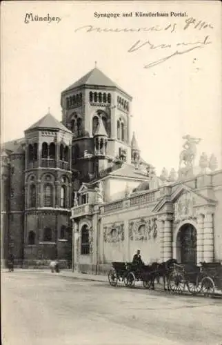 Judaika Ak München, Synagoge, Künstlerhaus Portal