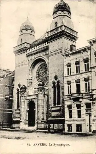 Judaika Ak Antwerpen Flandern, La Synagogue, Ansicht der Synagoge