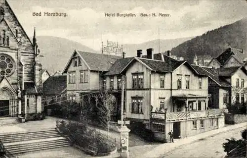 Ak Bad Harzburg in Niedersachsen, Hotel Burgkeller, Kirche