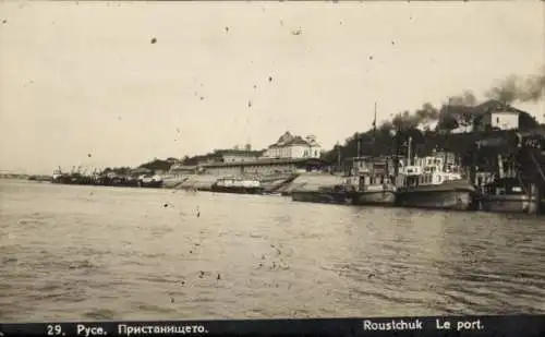 Ak Russe Roustchouk Bulgarien, Hafen, Dampfer