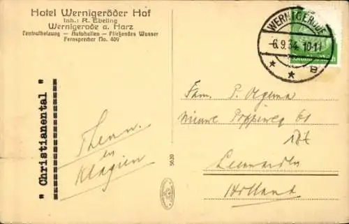 Ak Wernigerode am Harz, Hotel Wernigeröder Hof
