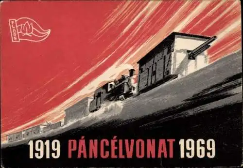 Ak Ungarische Bahn, Panzerzug, Pancelvonat 1919-1969