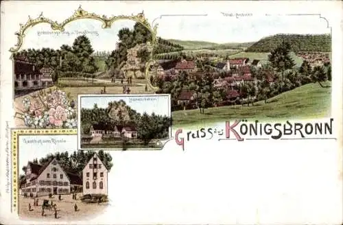 Litho Königsbronn an der Brenz, Gesamtansicht, Gasthof