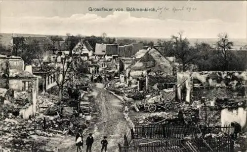 Ak Böhmenkirch in Württemberg, Großfeuer, Ruinen