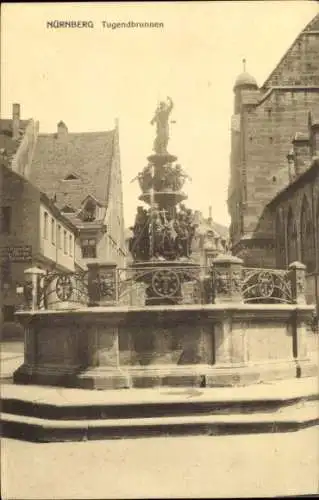 Ak Nürnberg in Mittelfranken, Tugendbrunnen