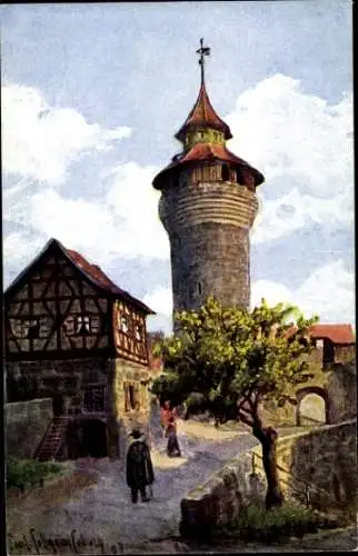 Künstler Ak Sollmann, Nürnberg, Vestnerturm